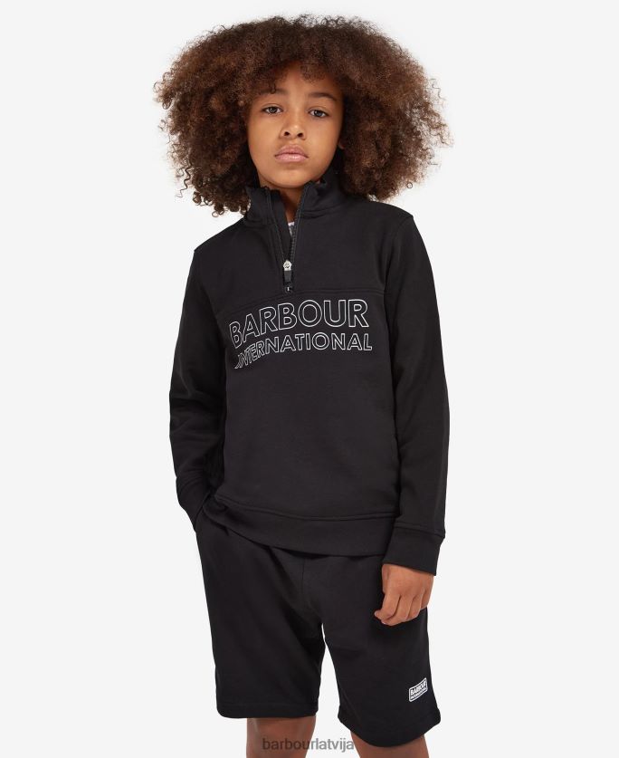 Barbour zēni triks pusrāvējslēdzēja sporta krekla un šortu komplekts P8J88A2536 apģērbs klasisks melns