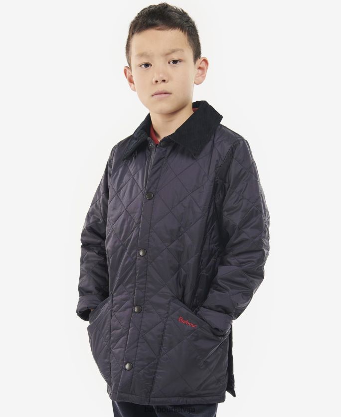 Barbour zēni liddesdale stepēta jaka P8J88A2481 apģērbs tumši olīvu/sarkanu