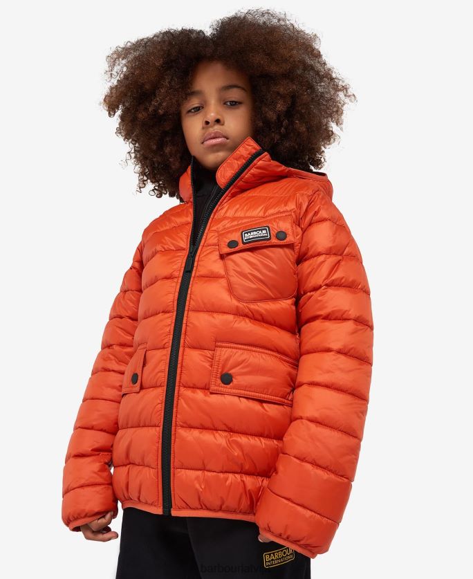 Barbour zēni ouston stepēta jaka ar kapuci P8J88A2477 apģērbs melns/dzeltens