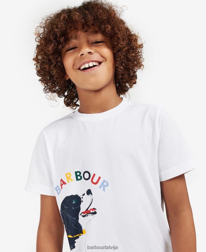 Barbour zēni nigela t-krekls P8J88A2502 apģērbs klasisks balts