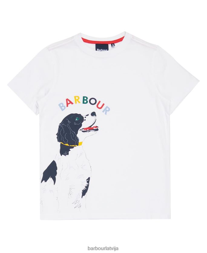 Barbour zēni nigela t-krekls P8J88A2502 apģērbs klasisks balts