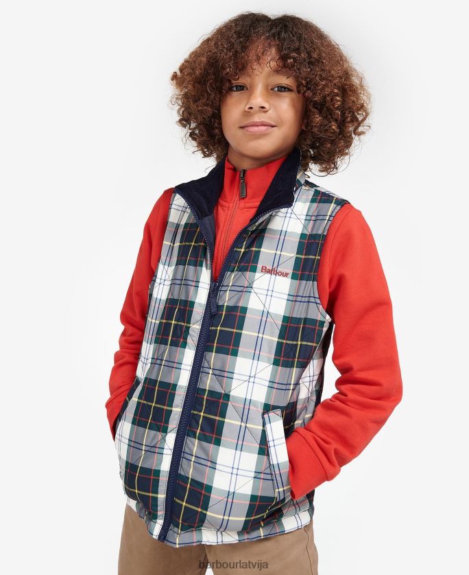 Barbour zēni finnars gilet P8J88A2494 apģērbs vasaras efejas tartāns