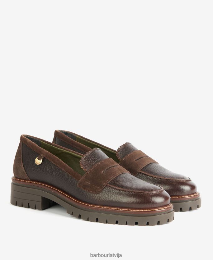 Barbour sievietes velma loafers P8J88A2142 apavi tumši brūns