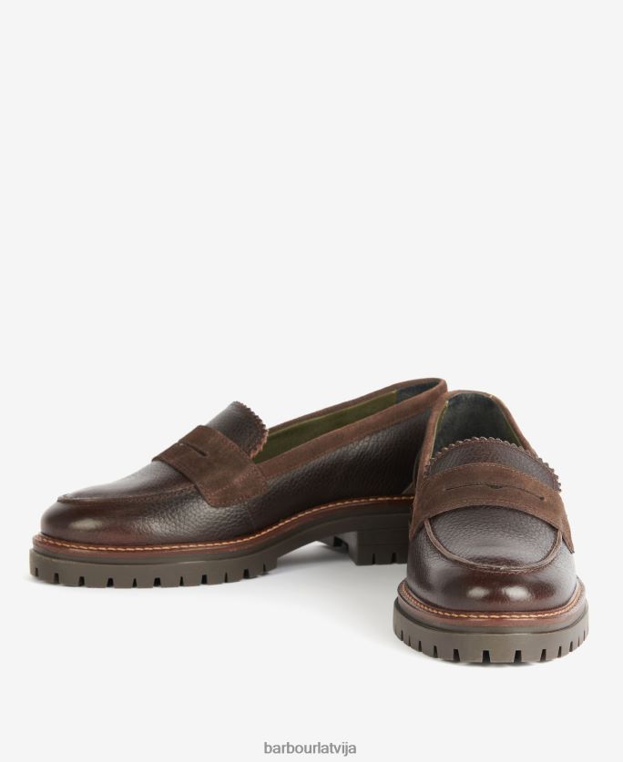 Barbour sievietes velma loafers P8J88A2142 apavi tumši brūns