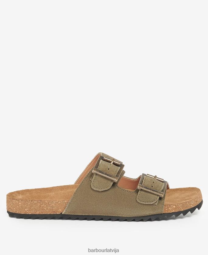 Barbour sievietes allegra divu siksnu sandales P8J88A2113 apavi olivīna zamšāda