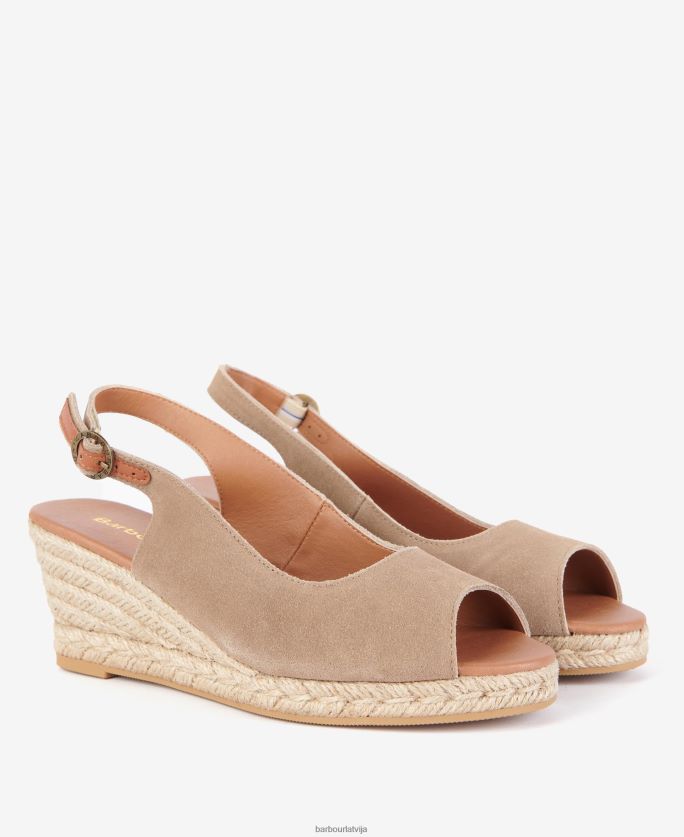 Barbour sievietes nadia peep-toe espadrille ķīļi P8J88A2090 apavi konjaks