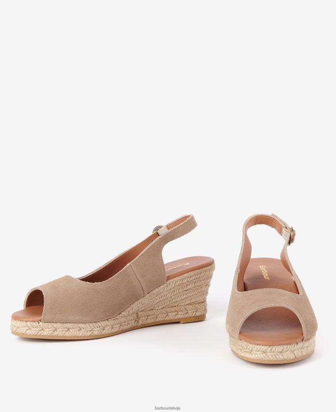Barbour sievietes nadia peep-toe espadrille ķīļi P8J88A2090 apavi konjaks