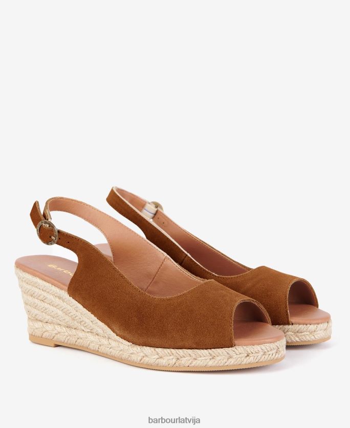 Barbour sievietes nadia peep-toe espadrille ķīļi P8J88A2093 apavi konjaks