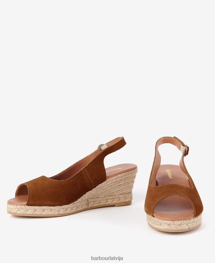 Barbour sievietes nadia peep-toe espadrille ķīļi P8J88A2093 apavi konjaks
