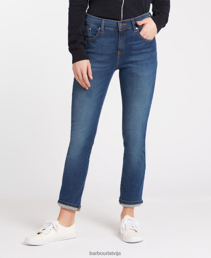 Barbour sievietes Essential slim džinsi P8J88A1772 apģērbs valkāta zilā krāsā