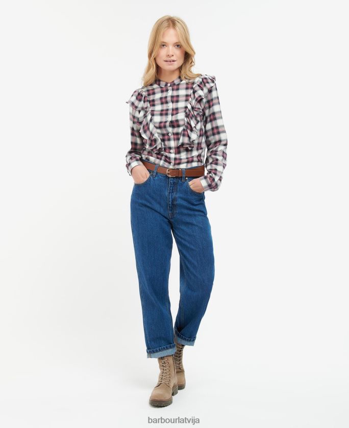 Barbour sievietes pērļu krekls P8J88A1627 apģērbs mākoņa/jūras spēku pārbaude
