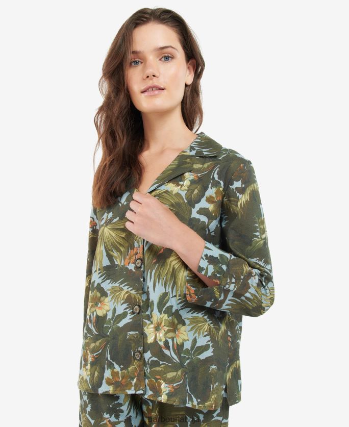 Barbour x House of Hackney sievietes lauristona kreklu līdzord P8J88A1605 apģērbs limerence/debesis