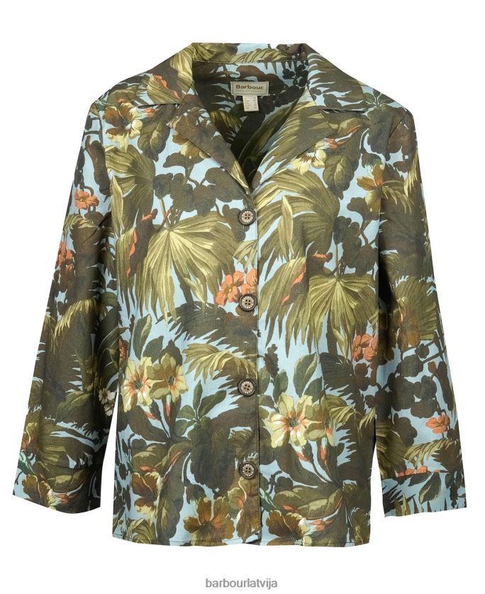 Barbour x House of Hackney sievietes lauristona kreklu līdzord P8J88A1605 apģērbs limerence/debesis