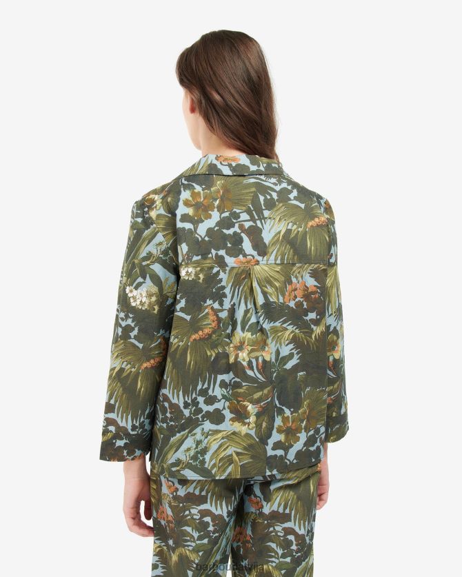 Barbour x House of Hackney sievietes lauristona kreklu līdzord P8J88A1605 apģērbs limerence/debesis