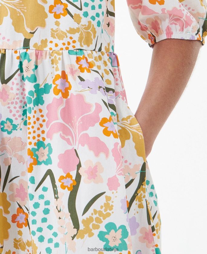 Barbour sievietes delphinium midi kleita P8J88A1828 apģērbs klasisks multi
