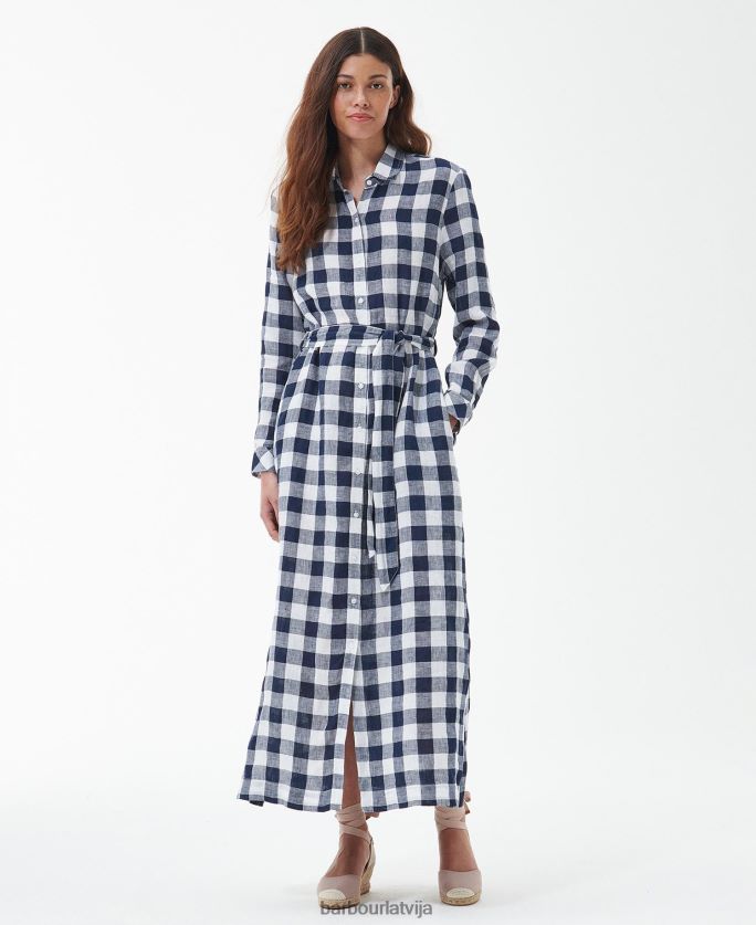 Barbour sievietes jūras maksi kleita P8J88A1820 apģērbs flotes pārbaude