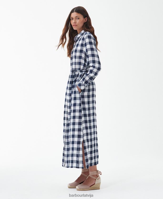 Barbour sievietes jūras maksi kleita P8J88A1820 apģērbs flotes pārbaude