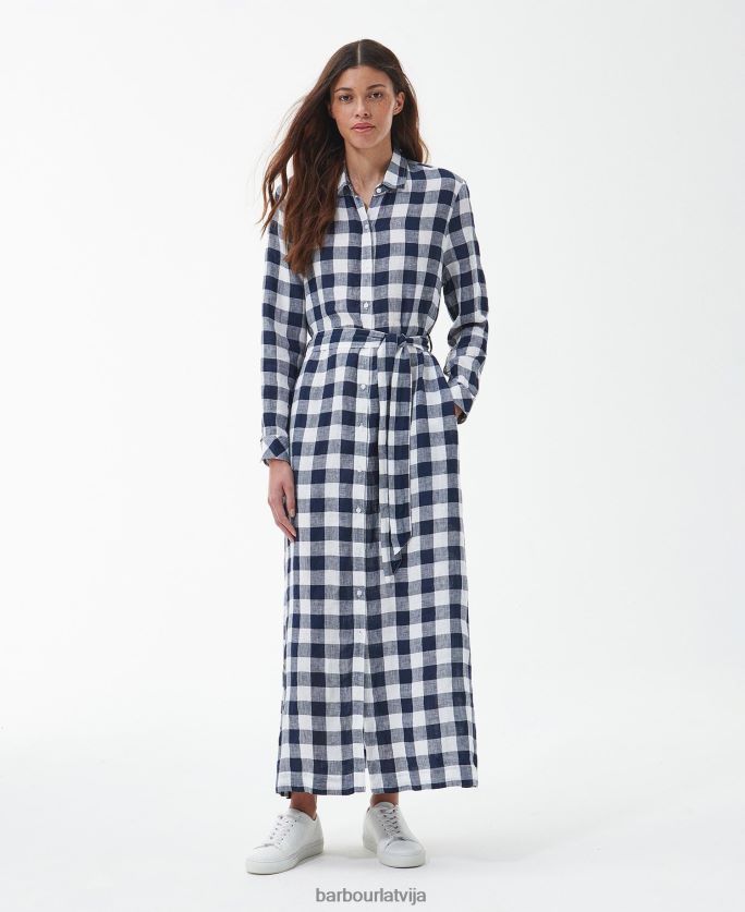 Barbour sievietes jūras maksi kleita P8J88A1820 apģērbs flotes pārbaude