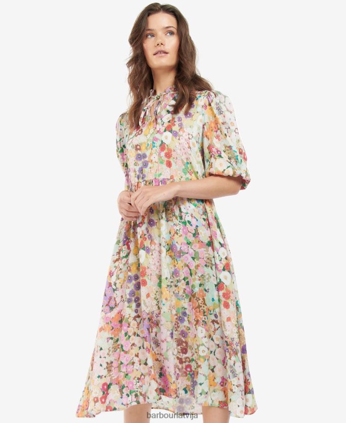 Barbour x House of Hackney sievietes balkona kleita P8J88A1908 apģērbs hollyhocks pavasaris