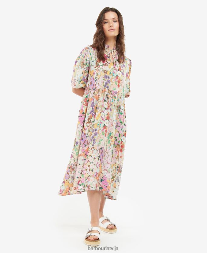Barbour x House of Hackney sievietes balkona kleita P8J88A1908 apģērbs hollyhocks pavasaris