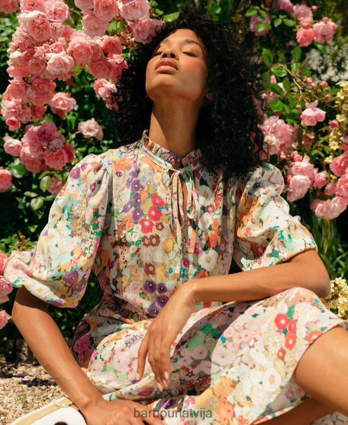 Barbour x House of Hackney sievietes balkona kleita P8J88A1908 apģērbs hollyhocks pavasaris