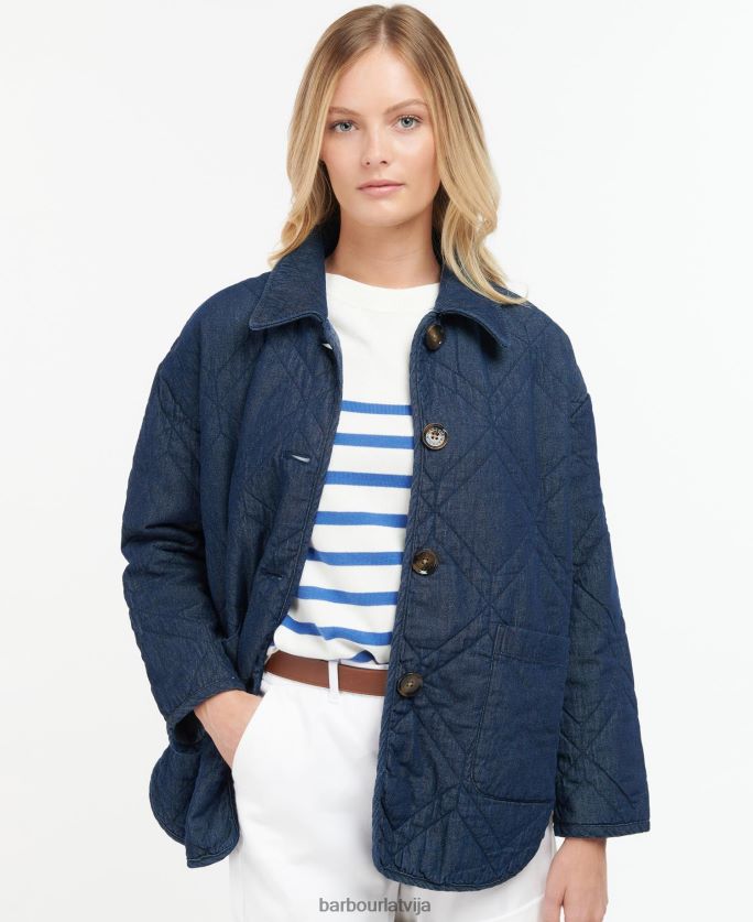 Barbour sievietes džinsa barrhead stepēta žakete P8J88A1422 apģērbs tumša mazgāšana/kleita indigo