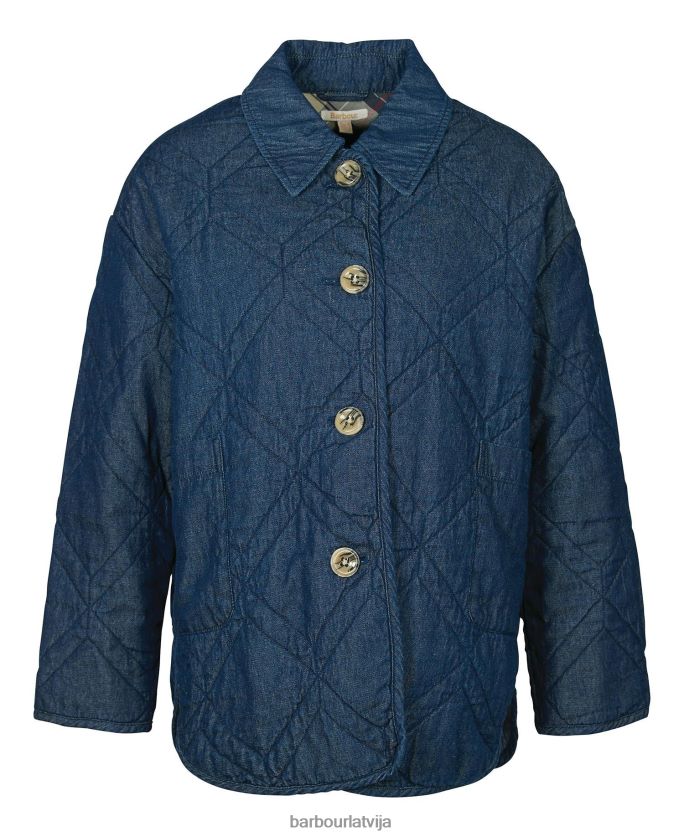 Barbour sievietes džinsa barrhead stepēta žakete P8J88A1422 apģērbs tumša mazgāšana/kleita indigo