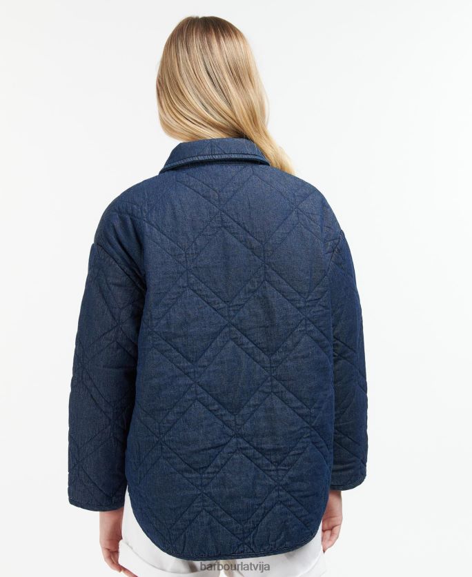Barbour sievietes džinsa barrhead stepēta žakete P8J88A1422 apģērbs tumša mazgāšana/kleita indigo