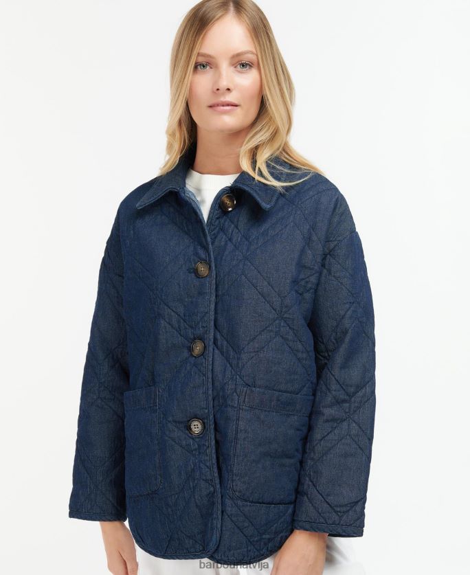 Barbour sievietes džinsa barrhead stepēta žakete P8J88A1422 apģērbs tumša mazgāšana/kleita indigo