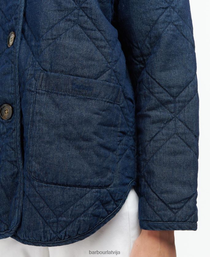 Barbour sievietes džinsa barrhead stepēta žakete P8J88A1422 apģērbs tumša mazgāšana/kleita indigo