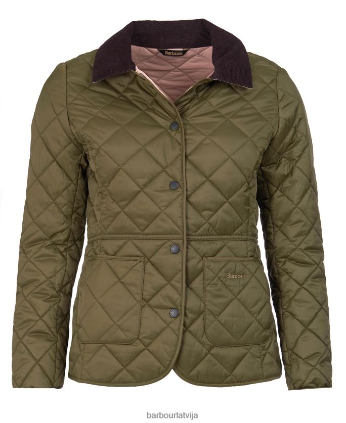 Barbour sievietes deveron stepēta jaka P8J88A1399 apģērbs melna/olīvu