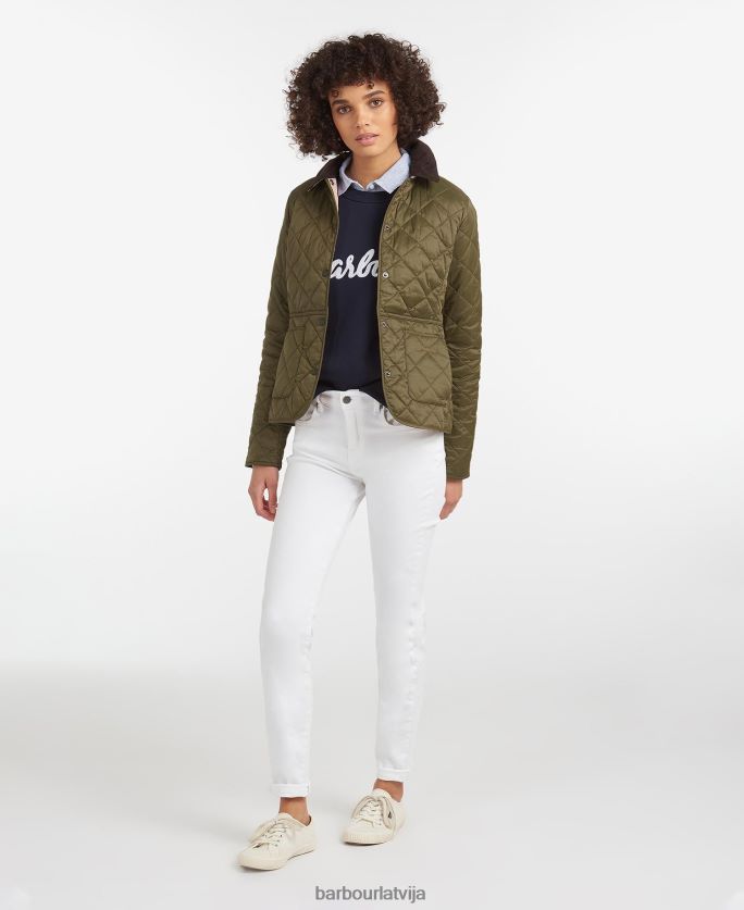 Barbour sievietes deveron stepēta jaka P8J88A1399 apģērbs melna/olīvu
