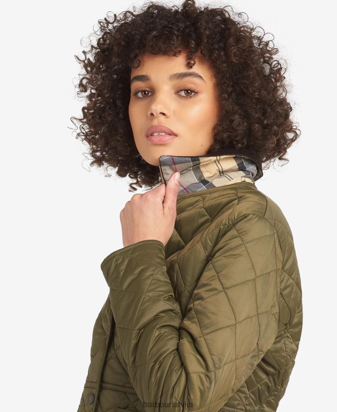 Barbour sievietes deveron stepēta jaka P8J88A1399 apģērbs melna/olīvu