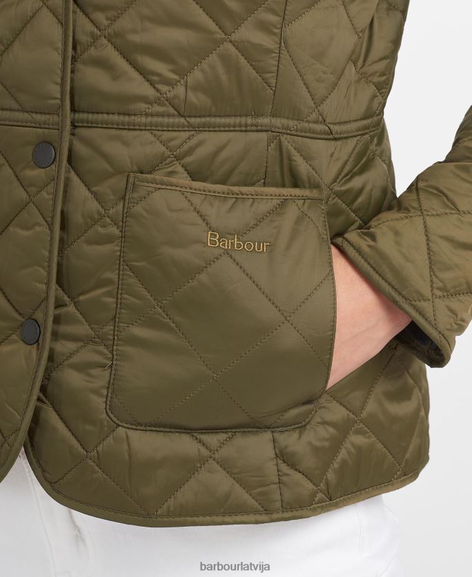 Barbour sievietes deveron stepēta jaka P8J88A1399 apģērbs melna/olīvu