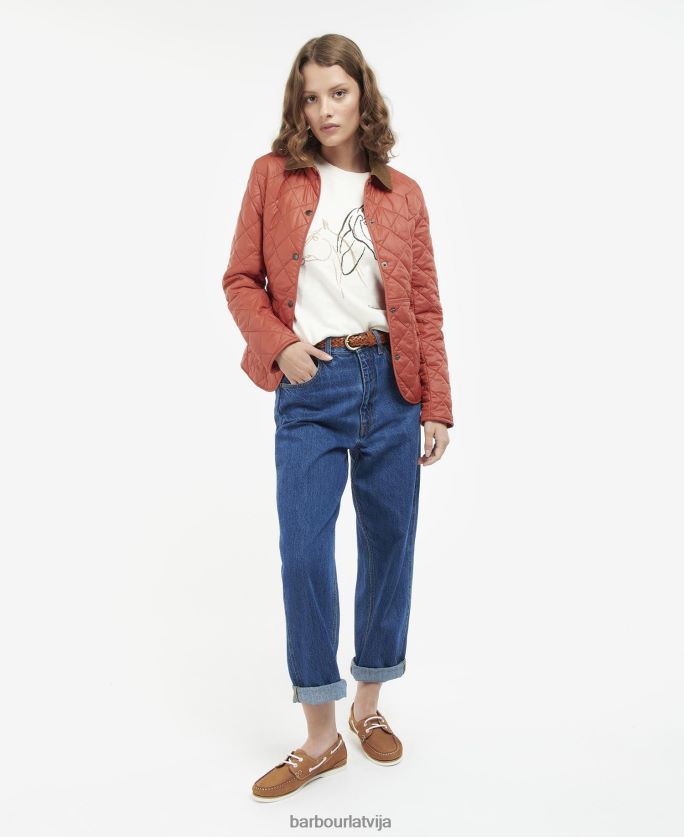 Barbour sievietes deveron stepēta jaka P8J88A1444 apģērbs tumši/bāli rozā
