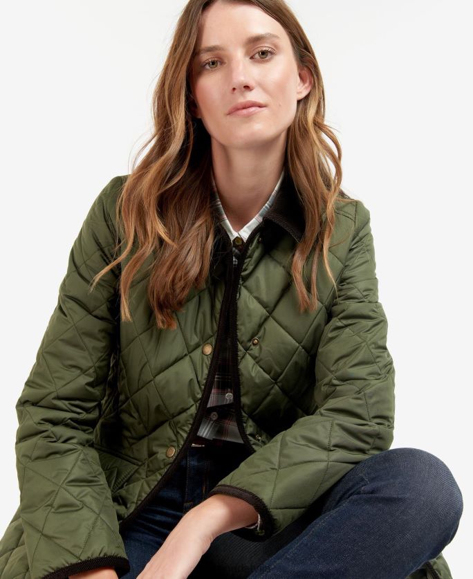 Barbour sievietes gara kavalērijas stepēta jaka P8J88A1475 apģērbs melns/sens