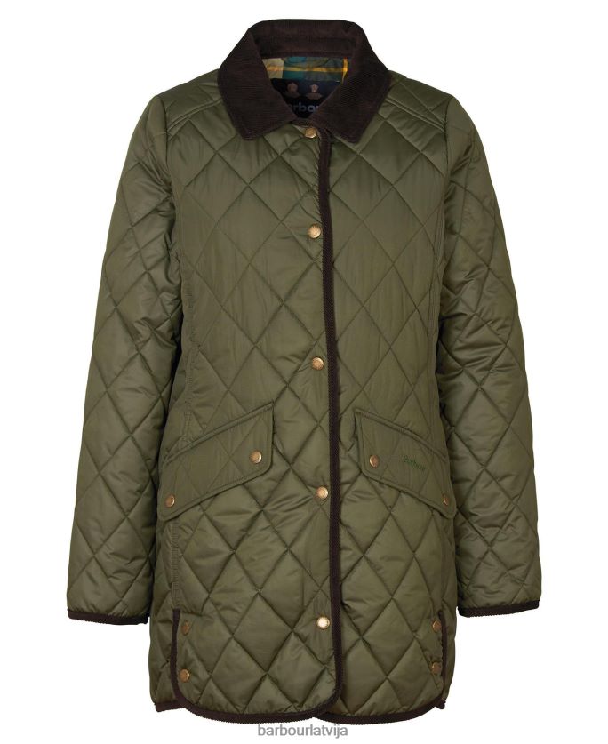 Barbour sievietes gara kavalērijas stepēta jaka P8J88A1475 apģērbs melns/sens