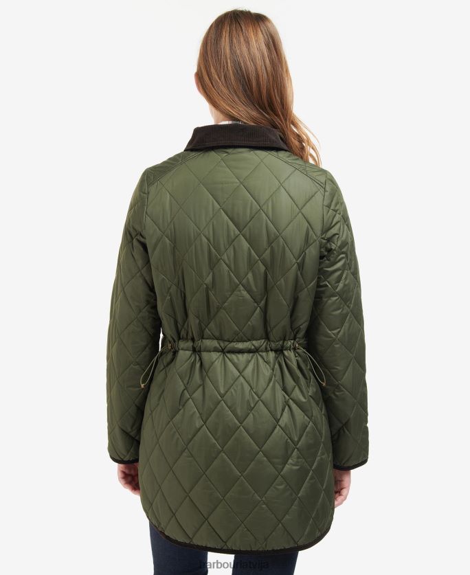 Barbour sievietes gara kavalērijas stepēta jaka P8J88A1475 apģērbs melns/sens