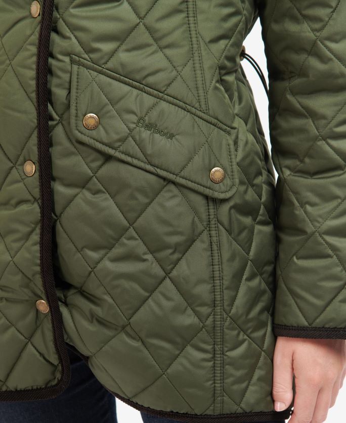 Barbour sievietes gara kavalērijas stepēta jaka P8J88A1475 apģērbs melns/sens