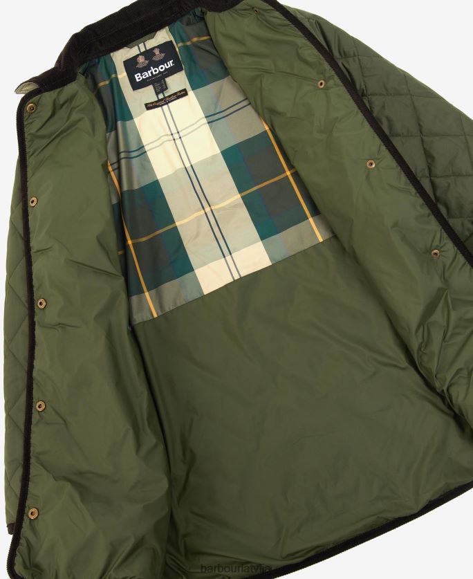 Barbour sievietes gara kavalērijas stepēta jaka P8J88A1475 apģērbs melns/sens