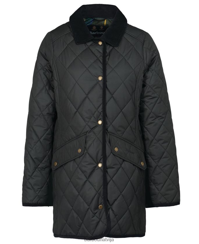Barbour sievietes gara kavalērijas stepēta jaka P8J88A1506 apģērbs melns/sens