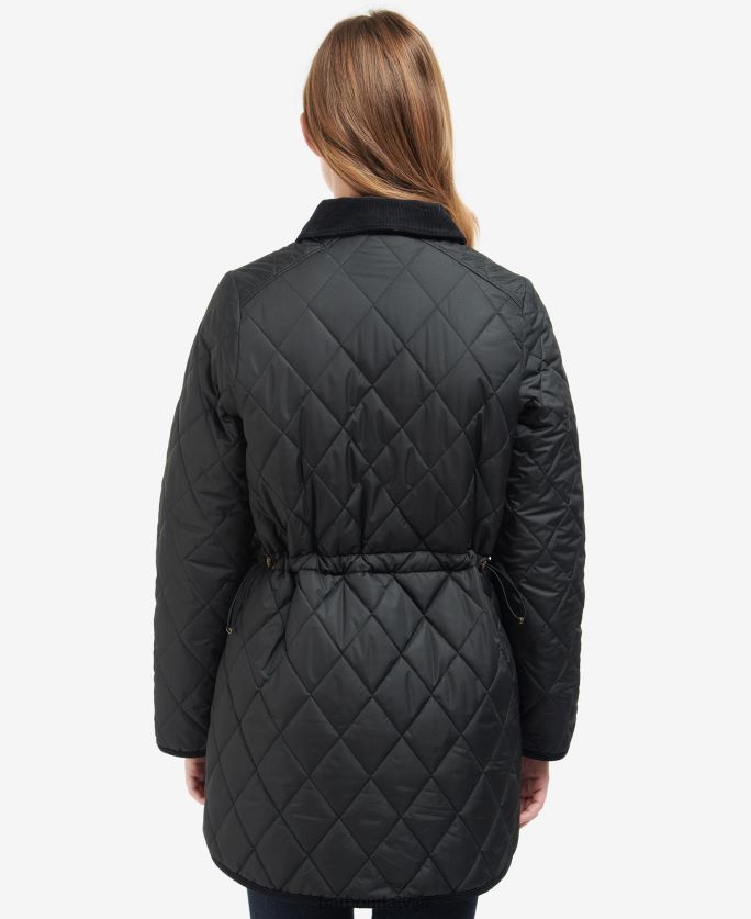 Barbour sievietes gara kavalērijas stepēta jaka P8J88A1506 apģērbs melns/sens