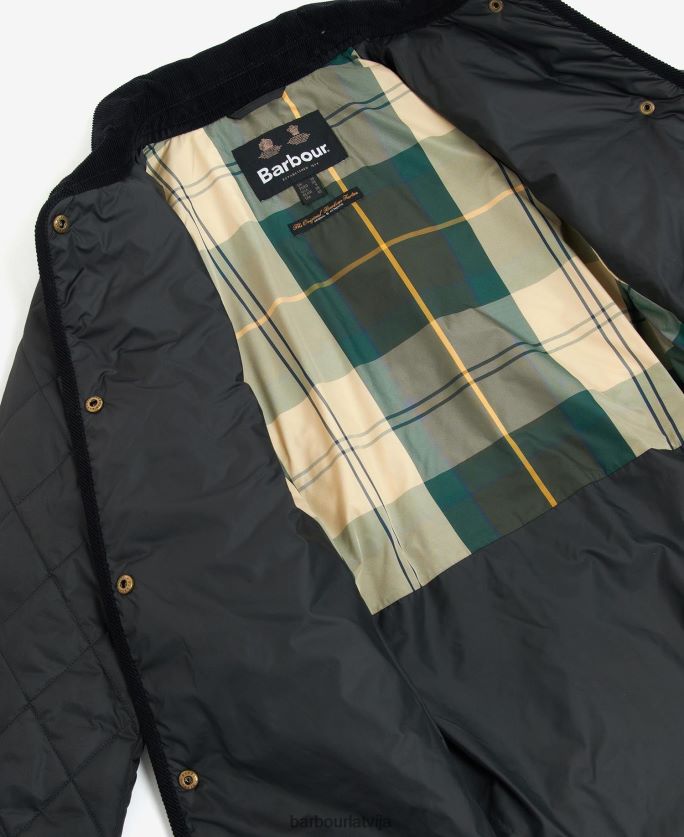 Barbour sievietes gara kavalērijas stepēta jaka P8J88A1506 apģērbs melns/sens