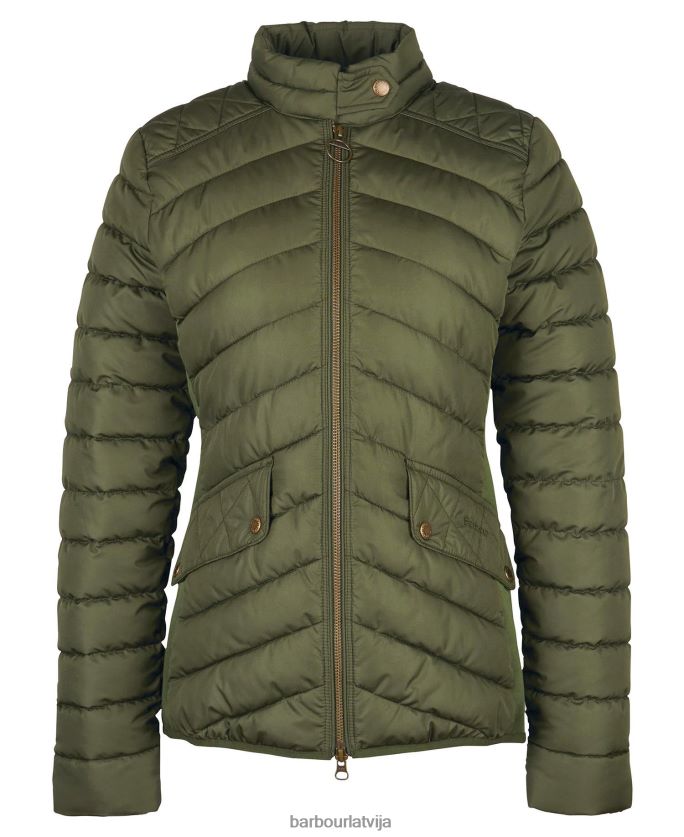 Barbour sievietes izstiepta kavalērija stepēta jaka P8J88A1411 apģērbs olīvu/olīvu merģelis