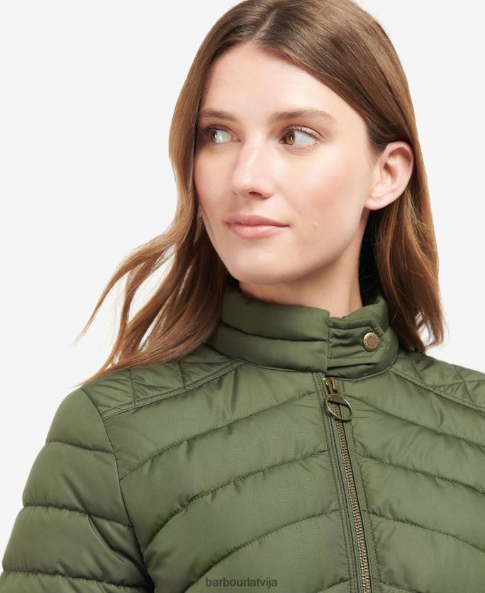 Barbour sievietes izstiepta kavalērija stepēta jaka P8J88A1411 apģērbs olīvu/olīvu merģelis