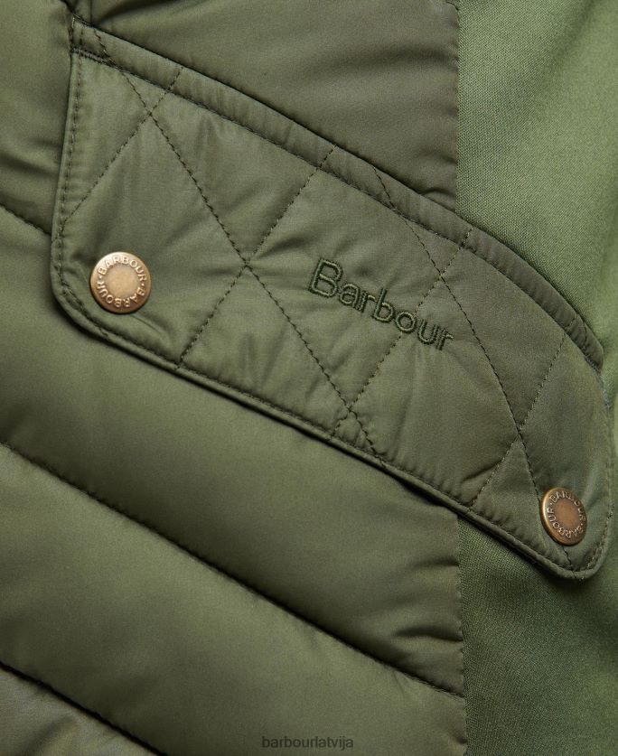 Barbour sievietes izstiepta kavalērija stepēta jaka P8J88A1411 apģērbs olīvu/olīvu merģelis
