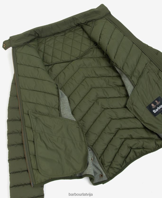 Barbour sievietes izstiepta kavalērija stepēta jaka P8J88A1411 apģērbs olīvu/olīvu merģelis
