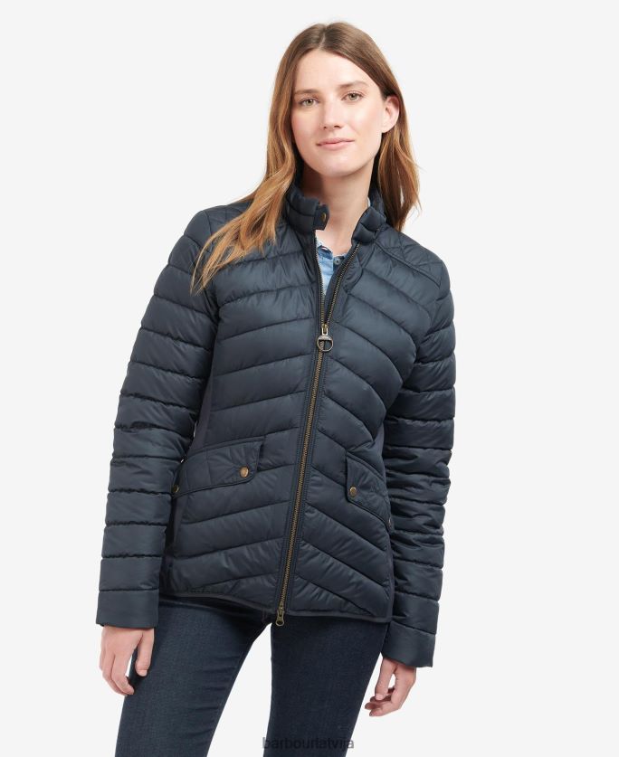 Barbour sievietes izstiepta kavalērija stepēta jaka P8J88A1424 apģērbs olīvu/olīvu merģelis