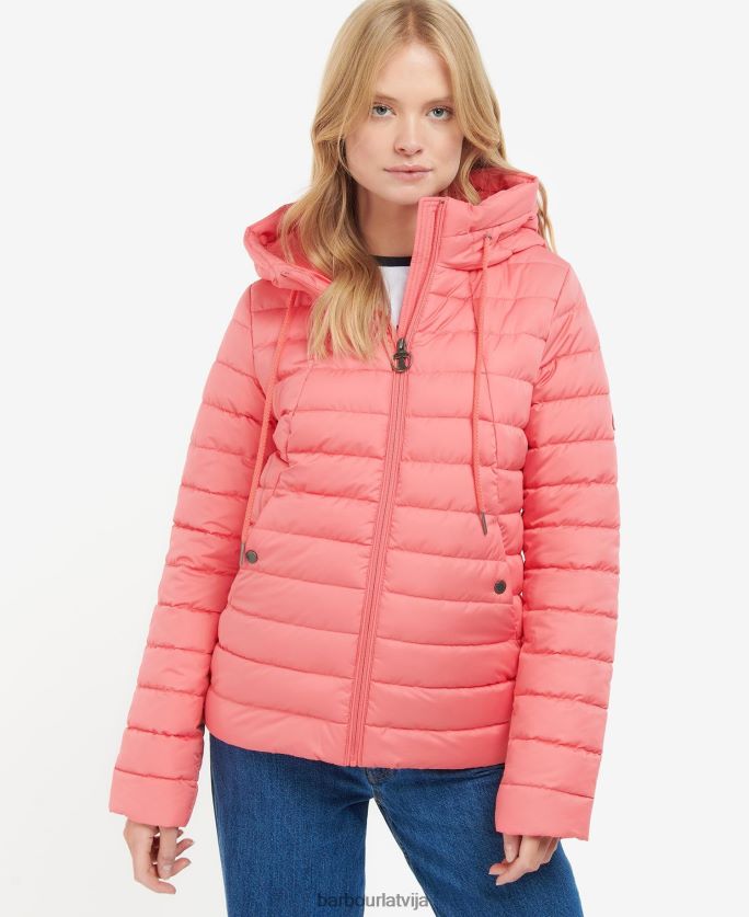 Barbour sievietes koralīna stepēta jaka P8J88A1427 apģērbs rozā perforators