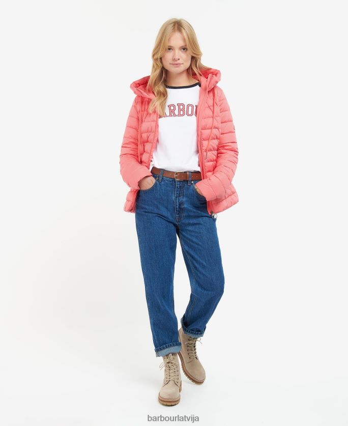 Barbour sievietes koralīna stepēta jaka P8J88A1427 apģērbs rozā perforators